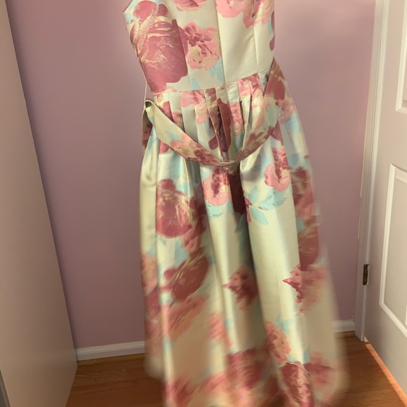 TAHARI Womens Ivory Floral Hi-Lo Dress - Picture 7 of 8